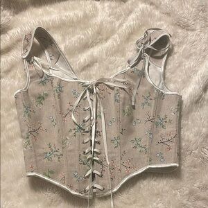 Floral Lace-Up Corset Top